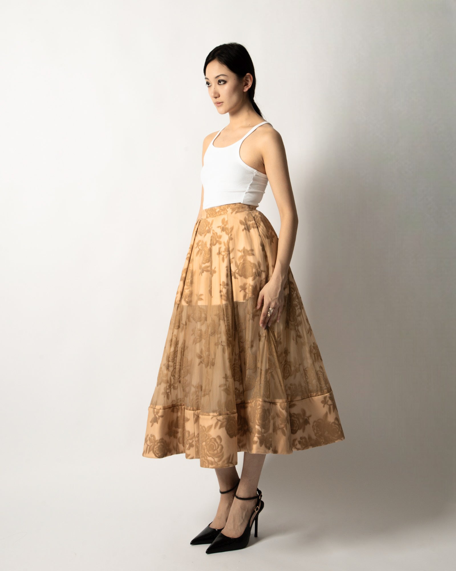 PEARL LUSTA FLORAL PUFFY SKIRT